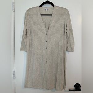 J. Jill Women's Beige Long Cardigan Lightweight Button Down Linen Size Small